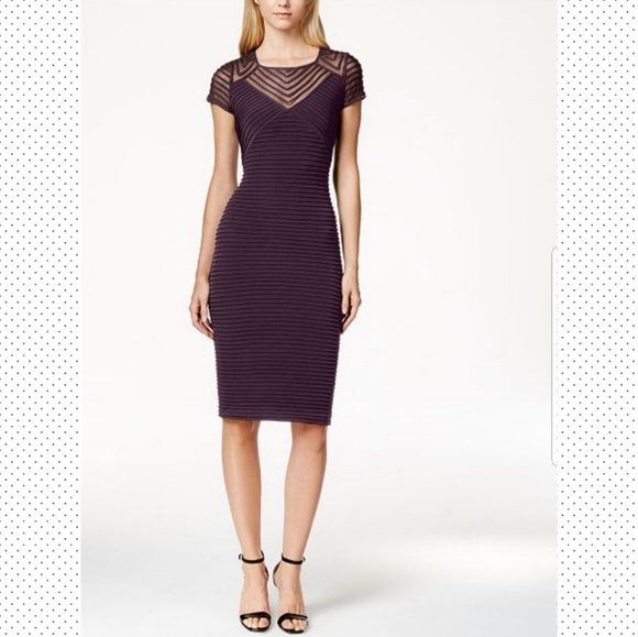 CALVIN KLEIN Cap-sleeve sheath burgundy dress - Picture 3 of 9